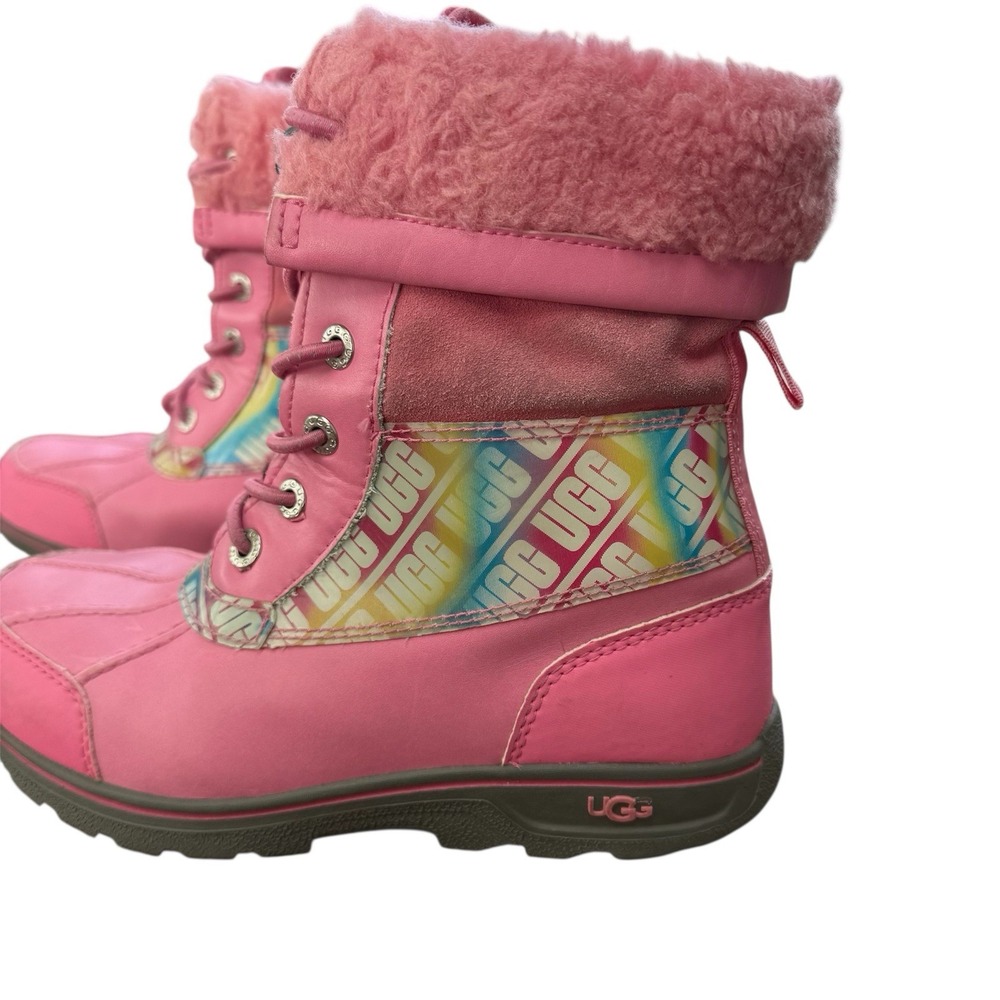 Ugg Kids Butte II Chromatic Boots Pink‎ Faux Fur Holographic - Picture 3 of 10